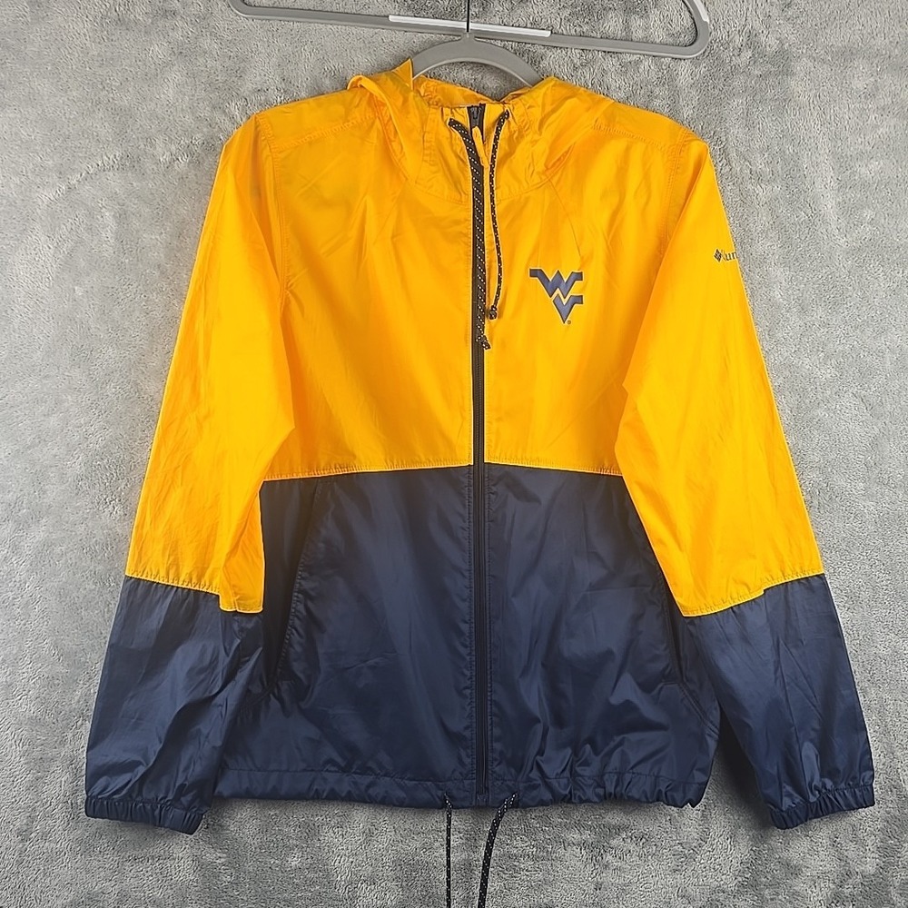 West Virginia Mountaineers Columbia Jacket Womens XS Windbreaker Hooded Full Zip